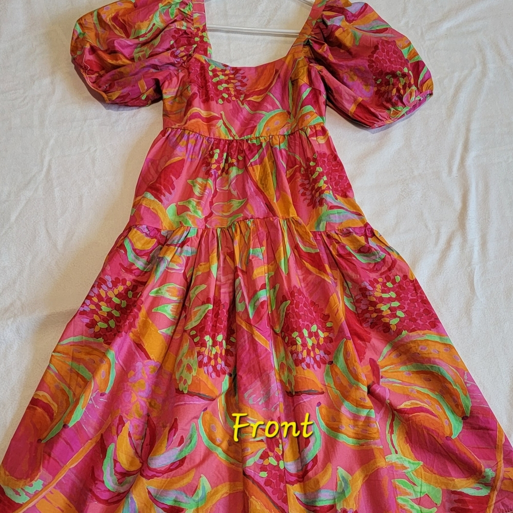 COPY - Farm Rio dress perfect for summer or a garden wedding with side zip.